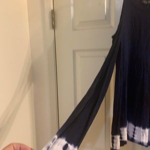 Navy cold shoulder tie dye top